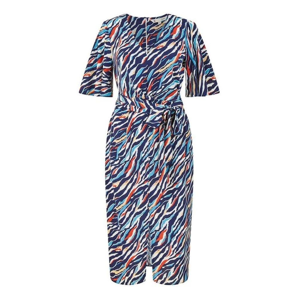 Yumi Womens/Ladies Zebra Print V Neck Wrap Dress / Navy
